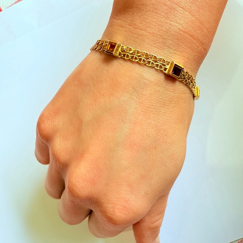 Estate 10k Solid Gold Ruby Sapphire Emerald Ancho… - image 5